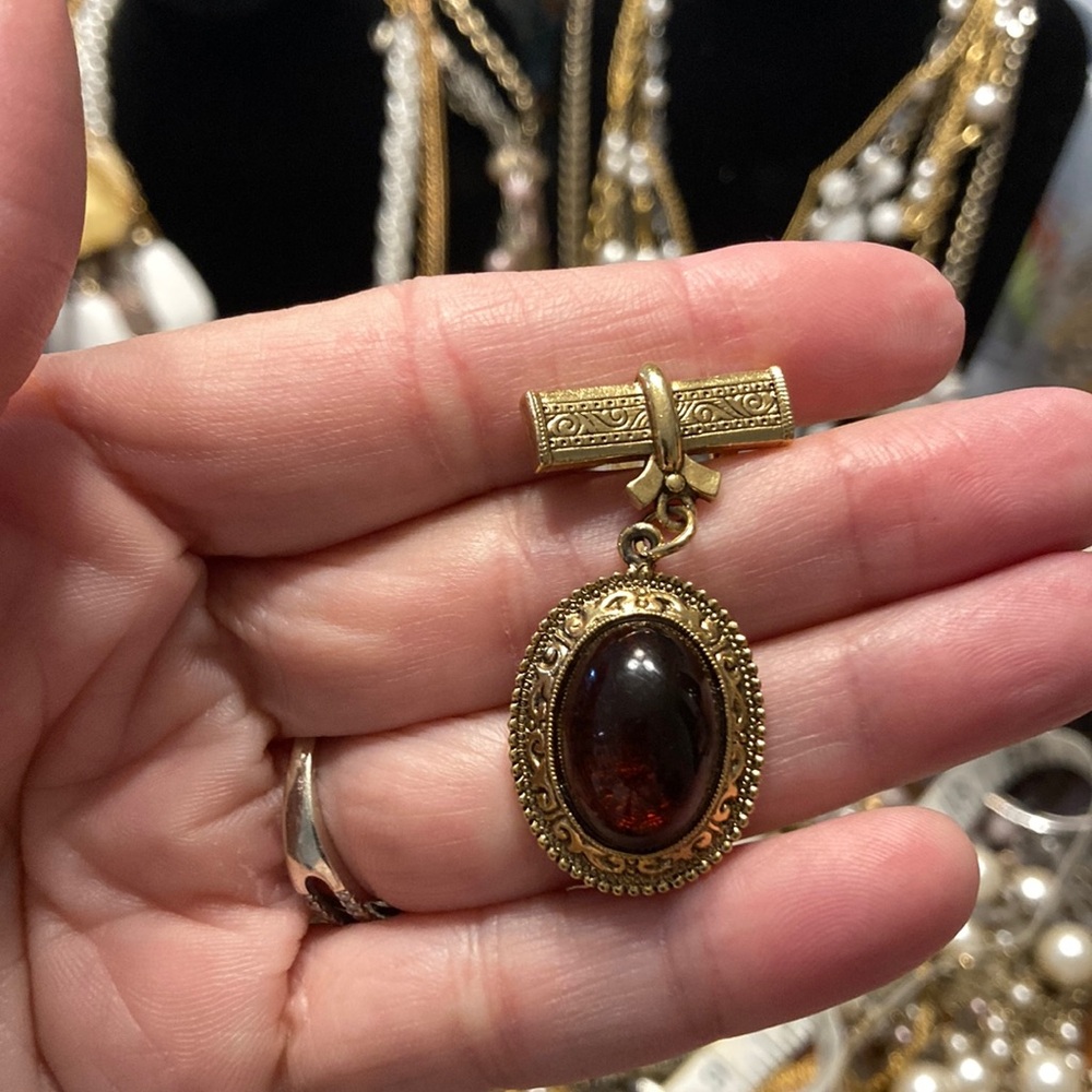 Vintage Gold and Brown Pendant